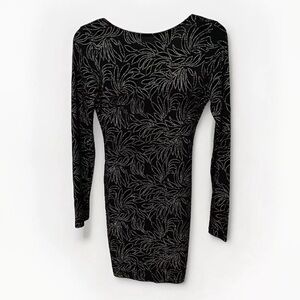 Windsor Dress Black Gold Sequins Mini Flashy Long Sleeve Body Con Dress NEW